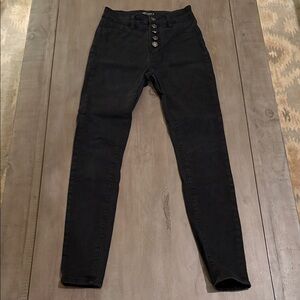 High-Rise Black Jeans for Women Button